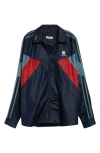 Martine Rose Block Design High Collar Unisex Jacket In Blue Navy