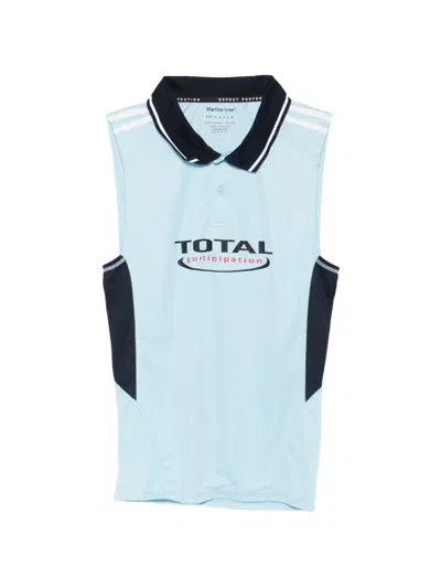 Martine Rose Shrunken Football Collared Sleeveless Polo Shirt In Blue