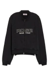 Martine Rose Shrunken Full Zip Logo Sweatshirt In Black