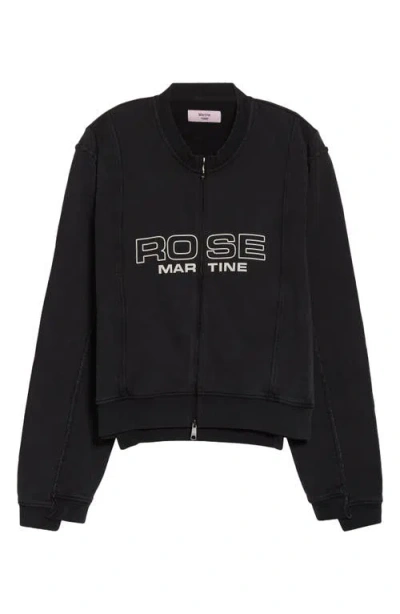 Martine Rose Shrunken Full Zip Logo Sweatshirt In Black