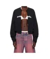 Martine Rose Ssense Exclusive Black Shrunken Zip Up Crew Jacket In Black
