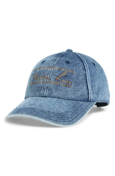 Martine Rose Signature Embroidered Denim Baseball Cap In Blue