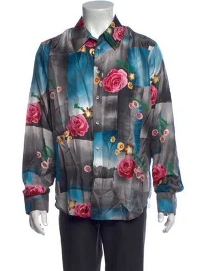 Pre-owned Martine Rose Silk Floral Print Shirt W/ Tags In Multicolor