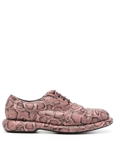 Martine Rose Snake-print Leather Oxford Shoes In Pink