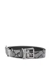 Martine Rose Snakeskin-print Buckle Belt In Gray