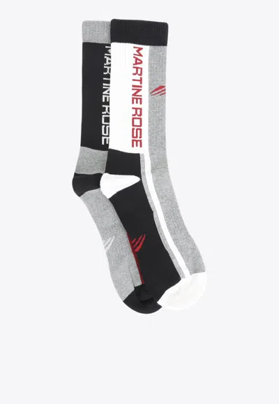 Martine Rose Logo-detail Panelled Socks In Multi