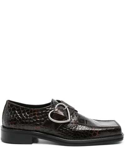 Martine Rose Square-toe Buckle Loafers In Brown