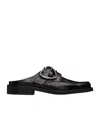Martine Rose Brown Square Toe Buckle Mules In Black