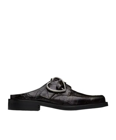 Martine Rose Brown Square Toe Buckle Mules In Brw Brown