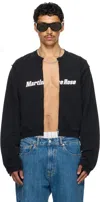 Martine Rose Ssense Exclusive Black Shrunken Zip-up Sweatshirt In Black