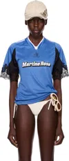 Martine Rose Ssense Exclusive Blue Lace Trim Football T-shirt In Blue