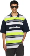 Martine Rose Ssense Exclusive Navy & Green Oversized Panelled Polo In Green