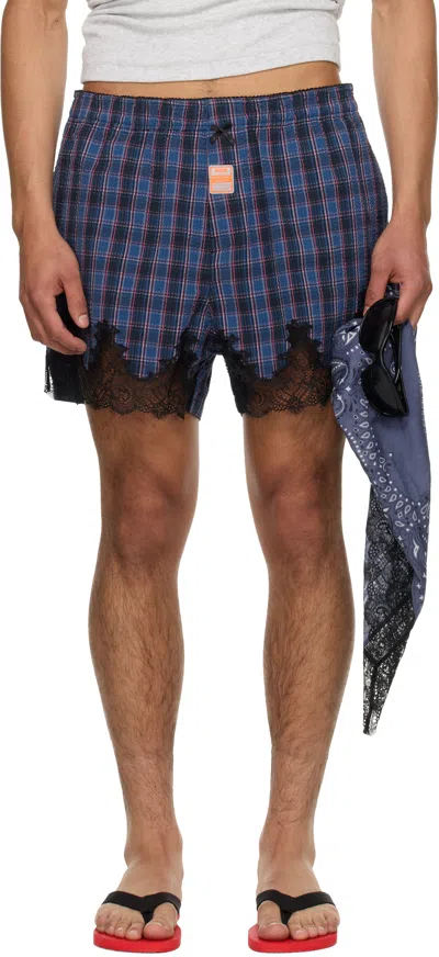 Martine Rose Ssense Exclusive Navy French Knickers Shorts In Blue