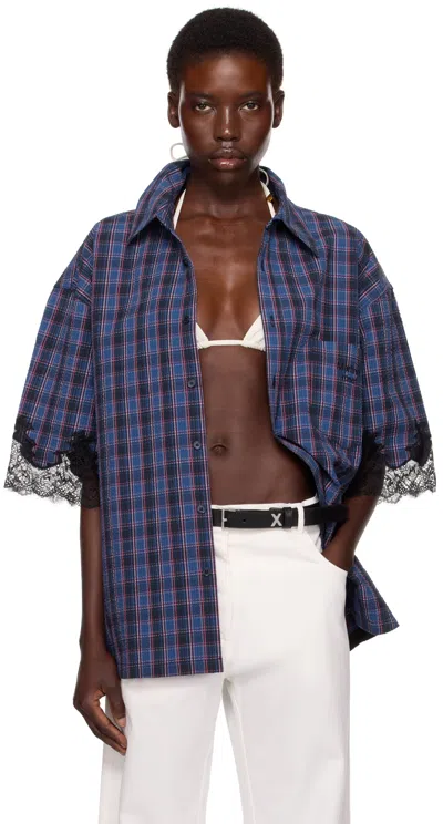 Martine Rose Ssense Exclusive Navy Lace Shirt In Blue