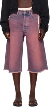 Martine Rose Ssense Exclusive Pink Faded Denim Shorts In Pink