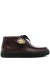 Martine Rose Snake-print Leather Boots In Brown