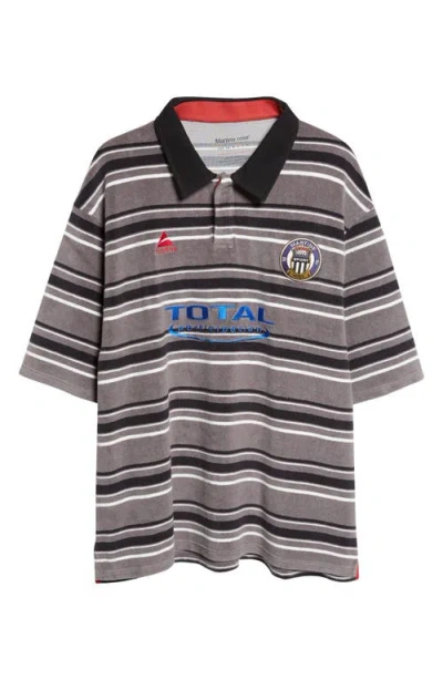 Martine Rose Stripe Oversize Polo In Gray
