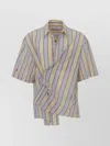 Martine Rose Striped Asymmetric Button-down Shirt In Metallic