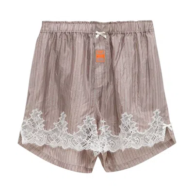 Pre-owned Martine Rose Striped Boxers With Lace 'pink/grey Stripe' | Men's Size M