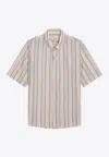 Martine Rose Yellow/blue Striped Cotton Shirt In Multi
