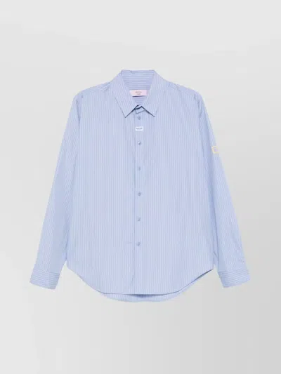 Martine Rose Striped Cotton Poplin Shirt With Long Sleeves In Blue