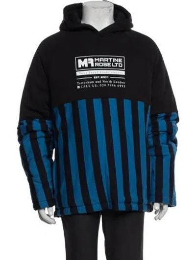 Pre-owned Martine Rose Striped Crew Neck Hoodie In Black