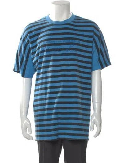 Pre-owned Martine Rose Striped Crew Neck T-shirt In Blue