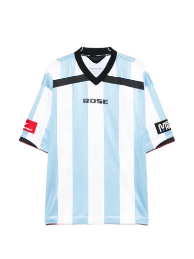 Martine Rose Striped Football T-shirt In Blue