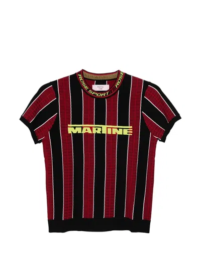 Martine Rose Logo Striped T-shirt In Black