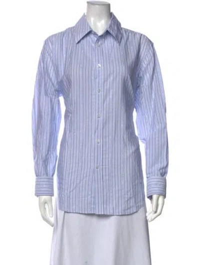 Pre-owned Martine Rose Striped Long Sleeve Button-up Top In Blue