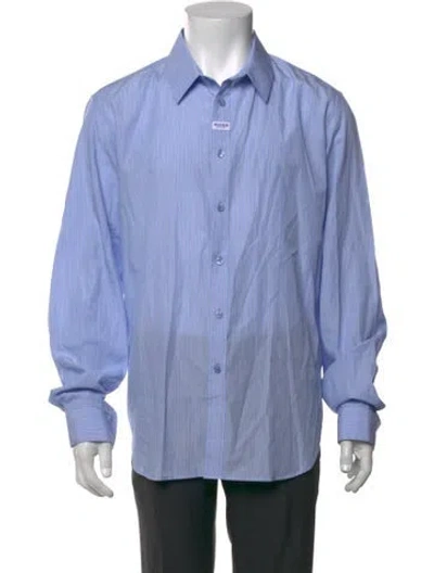 Pre-owned Martine Rose Striped Long Sleeve Dress Shirt W/ Tags In Blue