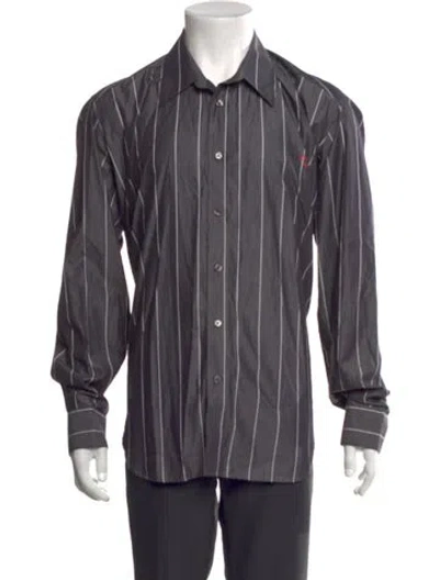 Pre-owned Martine Rose Striped Long Sleeve Dress Shirt W/ Tags In Grey