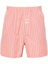 Martine Rose Striped Mid-rise Deck Shorts In 粉色