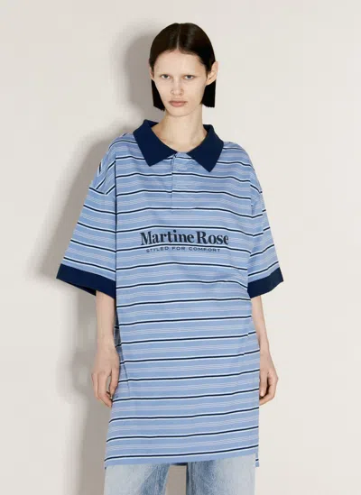 Martine Rose Striped Polo Shirt In Blue