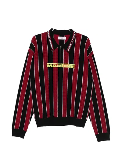 Martine Rose Striped Zip Polo Shirt In Multi