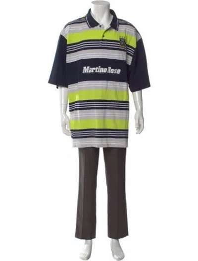 Pre-owned Martine Rose Striped Short Sleeve Shirt In Blue