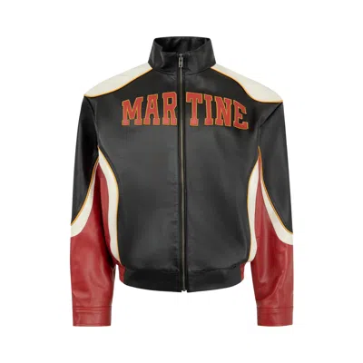 Pre-owned Martine Rose Superbowl Leather Jacket 'black/red' | Men's Size L