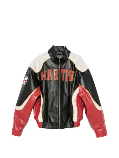 Martine Rose Superbowl Zip-up Leather Jacket In Black
