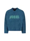 Martine Rose V-neck Mohair Sweater With Ribbed Trims And Prominent Logo In Blue