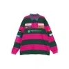 Martine Rose Striped Sweater With Denim Collar And Patches In Pink
