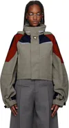 Martine Rose Taupe Shrunken Sports Jacket In Gry Grey Burgundy