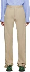 Martine Rose Taupe Twist Seam Trousers In Stone Stone