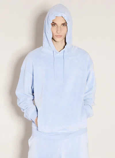 Martine Rose Terry Cloth Hooded Sweatshirt In Blue