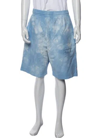 Pre-owned Martine Rose Tie-dye Print Jogger Shorts In Blue/white