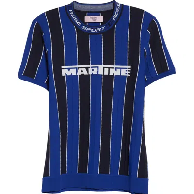 Martine Rose Tight Logo Jacquard Stripe T-shirt In Blue