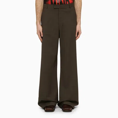 MARTINE ROSE MARTINE ROSE TROUSERS WITH BROWN HOUNDSTOOTH PATTERN