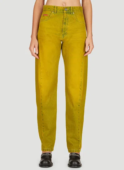 Martine Rose Logo Patch Straight Leg Jeans In Yellow
