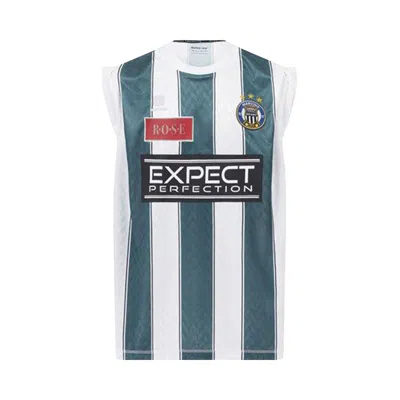 Pre-owned Martine Rose Twist Sleeve Football Top 'white/green Stripe'