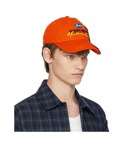 Martine Rose Two-tone Frayed-edge Cap In Red