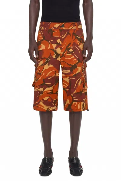 Martine Rose Camouflage Cargo Shorts In Orange